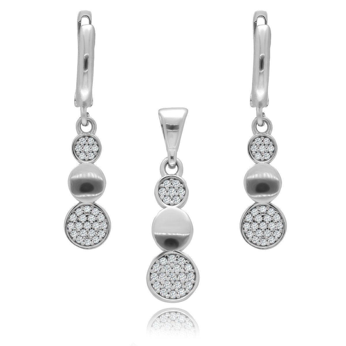 Srebrny Zestaw Biżuterii Z Cyrkoniami Kółka P.925