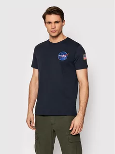 Koszulki męskie - Alpha Industries T-Shirt Space Shuttle 176507 Granatowy Regular Fit - grafika 1