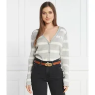 Swetry damskie - Tommy Hilfiger Wełniany kardigan | Regular Fit - miniaturka - grafika 1