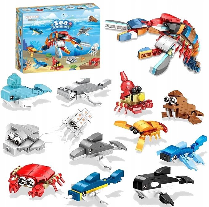 ZWIERZĘTA MORSKIE OCEANICZNE KLOCKI FIGURKKI LUDZIKI ZESTAW Sea Animals