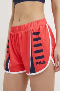 Fila szorty do biegania Ruffec kolor pomarańczowy wzorzyste medium waist FAW0718 - Spodenki damskie - miniaturka - grafika 1