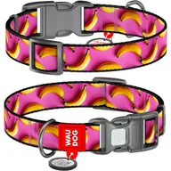 Obroże dla psów - Obroża dla psa nylonowa WAUDOG Nylon z paszportem QR, rysunek "Banany na różowo", rozmiar S, 25-35 cm, 15 mm - miniaturka - grafika 1