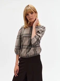 Bluza w kratę z krótkim rękawem - Bluzy damskie Bluza w kratę z krótkim rękawem - Bluzy damskie - miniaturka - grafika 1