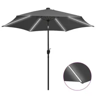 Parasole ogrodowe - vidaXL Parasol ogrodowy z LED i aluminiowym słupkiem, 300 cm, antracyt vidaXL - miniaturka - grafika 1