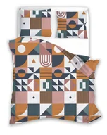 Pościel - Pościel z mikrofibry 160x200 Harmony geometria ruda zielona Faro - miniaturka - grafika 1