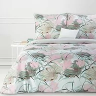 Pościel - Eurofirany Pościel bawełniana 220x200 kwiaty liście różowa oliwkowa Sonia 15 - miniaturka - grafika 1