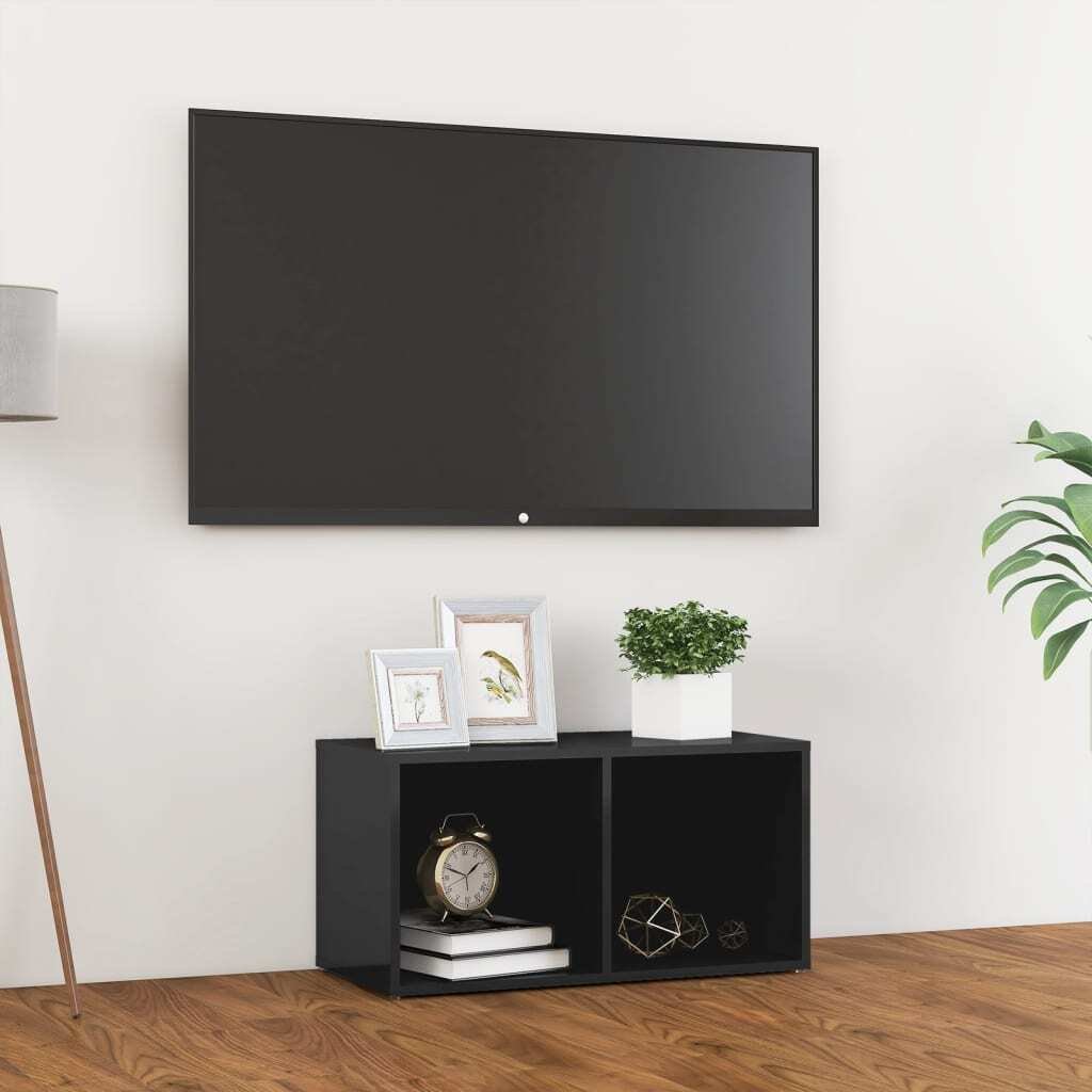 Szafka pod TV szary wysoki połysk 72x35x36,5 cm materiał drewnopochodny