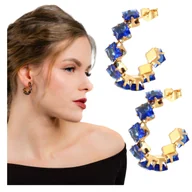 Kolczyki - Kolczyki Sztyfty Złote z Cyrkoniami ze Stali Chirurgicznej 316L Pozłacane - miniaturka - grafika 1