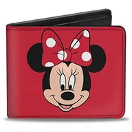 Portfele - Buckle-Down Męska twarz myszy Minnie + skrypt w kropki czerwony/biały portfel dwuskładany, wielokolorowy, domyślny rozmiar - miniaturka - grafika 1