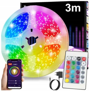 Taśma Led Rgb Z Pilotem WiFi Bluetooth Tuya 3m 15W Aplikacja Mobilna - Taśmy LED - miniaturka - grafika 1