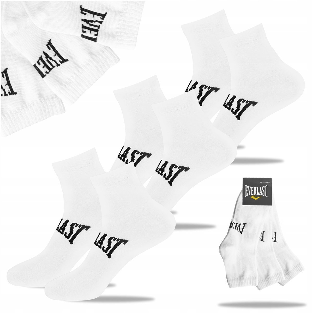 Everlast Skarpety Męskie Zakostki Bawełniane 3 pary Białe Rozmiar 39/42