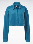 Bluzy damskie - REEBOK - BLUZA ROZPINANA NA GUZIKI - CL WDE FLEECE LAYER HS0389 niebieska - Reebok - miniaturka - grafika 1