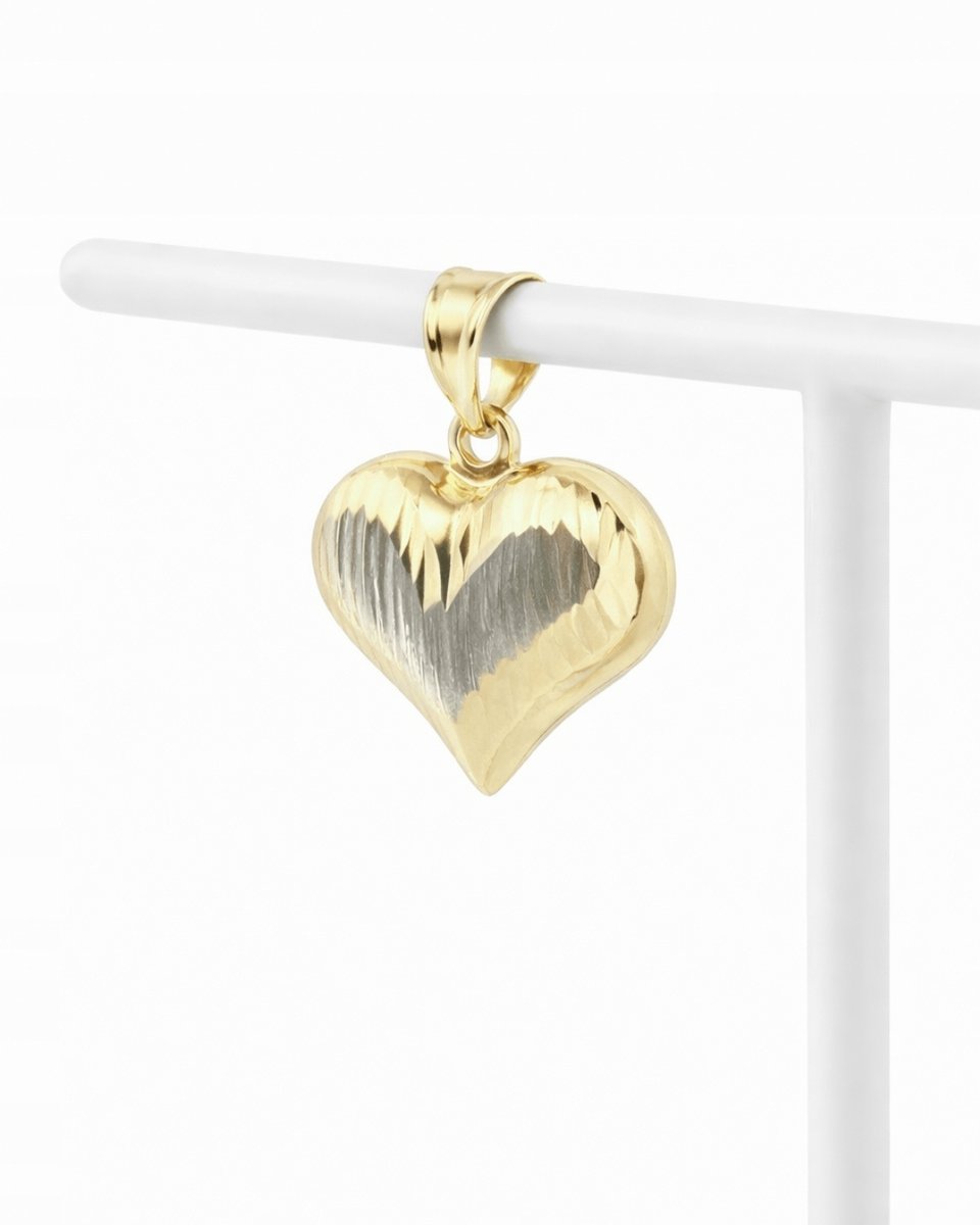 Zawieszka serce z dekoracyjnym wykończeniem, złoto pr. 585, 14K