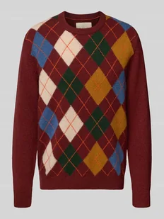 Sweter z dzianiny z okrągłym dekoltem - Swetry męskie - miniaturka - grafika 1
