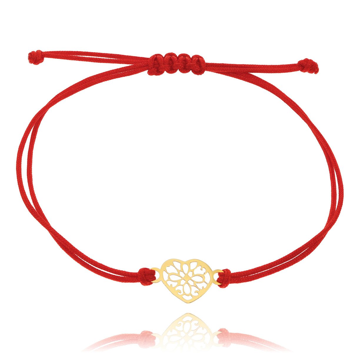 Bransoletka czerwony sznurek serce pr. 585