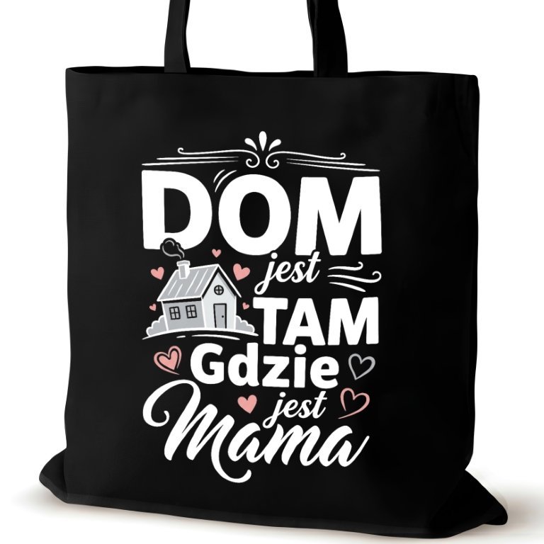 Torba bawełniana dla MAMY na ramię czarna duża prezent walentynki
