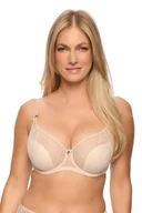 Biustonosze - Biustonosz z koronką Semi-Soft Sabina 1301 półusztywniany beżowy 65E - miniaturka - grafika 1