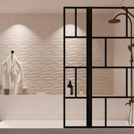 Parawany nawannowe - VENTE-UNIQUE Parawan nawannowy w kolorze czarnym matowym w industrialnym stylu z obrotowym skrzydłem – 100 × 140 cm – OBELINI - miniaturka - grafika 1