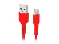 Kable USB - SBS Mobile Kabel USB 2.0 iPhone Lightning 1 metr czerwony TECABLEUSBIP5R - miniaturka - grafika 1