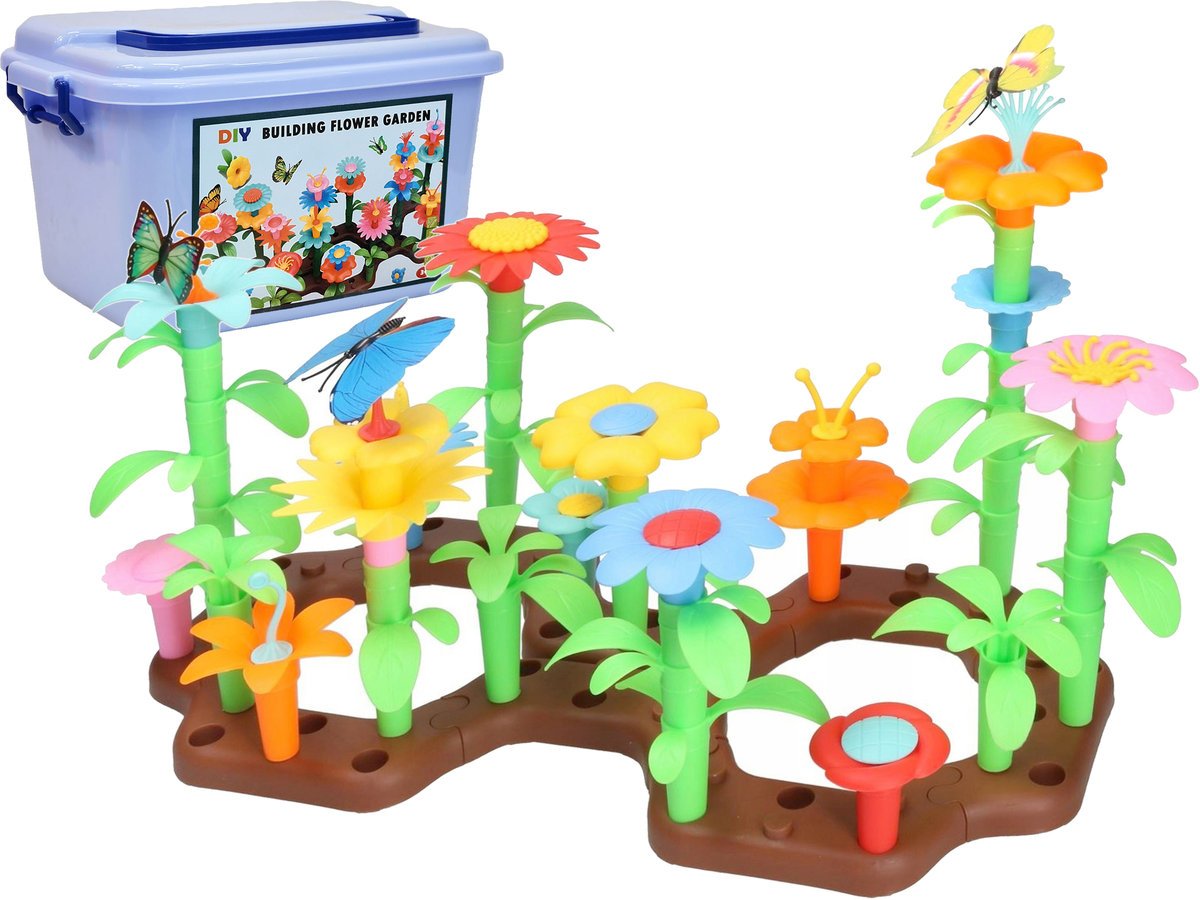 DUŻE KLOCKI Konstrukcyjne KWIATKI KWIATY KWIATÓW 86 Elementów BOX WALIZKA