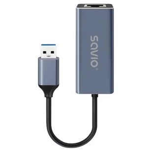 SAVIO ADAPTER USB-A - RJ-45 GIGABIT ETHERNET AK-83 - Złącza, przejściówki, adaptery - miniaturka - grafika 1