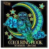 Kolorowanki, wyklejanki - Ekskluzywna kolorowanka twarda oprawa antystresowa 80 wzorów 40 str Sowa - miniaturka - grafika 1