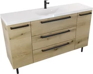 Szafki łazienkowe - Szafka z umywalką ATHOS stojąca 140 cm -  Uchwyt Czarny Mat - miniaturka - grafika 1