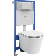 Stelaże i zestawy podtynkowe do WC - Mexen zestaw podtynkowy WC stelaż Fenix Slim z miską WC Rico i deską wolnoopadającą, biały mat - miniaturka - grafika 1