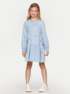 Tommy Hilfiger Sukienka codzienna KG0KG08104 Niebieski Regular Fit - Sukienki i spódniczki dla dziewczynek - miniaturka - grafika 1