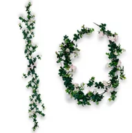 Sztuczne kwiaty - GIRLANDA Z KWIATAMI DZIKIEJ RÓŻY, JABŁONI 180 CM KOLOR ZIELONO-BIAŁO-RÓŻOWY - miniaturka - grafika 1