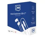 Słuchawki - 3mk Wired Earphones USB-C białe - miniaturka - grafika 1