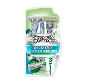 Wilkinson QUATTRO TITANIUM SENSITIVE 3 SZT 62165642 - Maszynki do golenia i wkłady - miniaturka - grafika 1