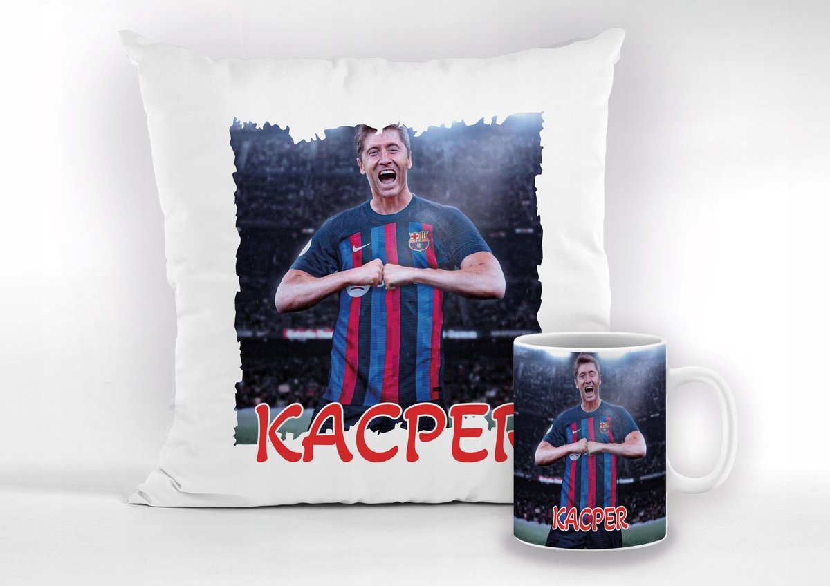 ZESTAW KUBEK + PODUSZKA ROBERT LEWANDOWSKI + IMIĘ