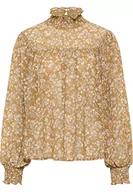 Bluzki damskie - DreiMaster Vintage Bridgeport damska bluzka z nadrukiem kwiatowym, ciemnobrązowy biały, XL - miniaturka - grafika 1