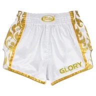 Kimona, stroje i obuwie - Spodenki Muay Thai Fairtex BSG2 Glory Białe/Złote L - miniaturka - grafika 1