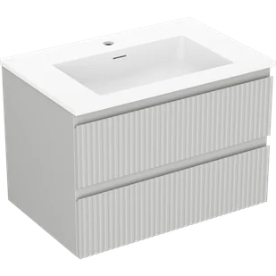 Mexen Rivel szafka łazienkowa 70 cm z umywalką Otis, 2 szuflady, ryflowana , szara mat/biała mat - 91A20-07047-2-BFF62-W18M01 - Szafki łazienkowe - miniaturka - grafika 1