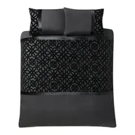 Pościel - Czarna aksamitna pościel dwuosobowa 200x200 cm Lattice Cut – Catherine Lansfield - miniaturka - grafika 1