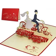 Kartki okolicznościowe i zaproszenia - Lin LIN - Kartki na ślub, zaproszenia ślubne, kartki walentynkowe, kartki 3D, kartki z życzeniami, miłość, ślub, para młoda z rowerem - miniaturka - grafika 1