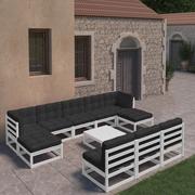 Meble ogrodowe - vidaXL 11-cz. zestaw wypoczynkowy do ogrodu, z poduszkami, biały - miniaturka - grafika 1