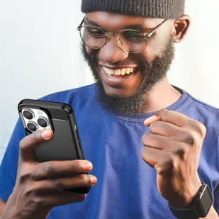 Carbon Case etui iPhone 14 Pro elastyczny żelowy pokrowiec na tył plecki czarny - Etui i futerały do telefonów - miniaturka - grafika 7