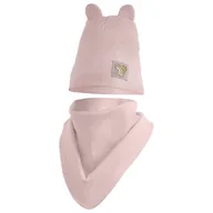 Czapki damskie - Czapka Wiosenna Jesienna Z Kominem Czapeczka Komplet Dla Dzieci 50-52 Pudr Róż - miniaturka - grafika 1