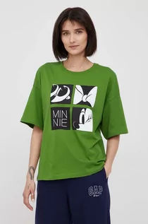 Koszulki i topy damskie - Benetton United Colors of United Colors of t-shirt bawełniany kolor zielony - grafika 1