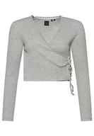 Koszulki i topy damskie - SUPERDRY Vintage Lace Wrap Over Top W6011769A Szary Marl S/M Damski, Szary Marl, S-M - miniaturka - grafika 1