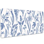 Podkładki na biurko - Podkładka na całe biurko Niebieskie kwiaty 100x50 cm - miniaturka - grafika 1
