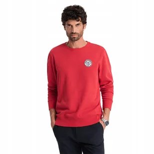 Nierozpinana męska bluza dresowa z naszywką czerwona V1 OM-SSNZ-0134 S - Bluzy męskie - miniaturka - grafika 1