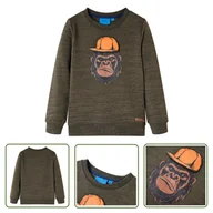 Bluzy dla dziewczynek - Bluza dziecięca - ciemne khaki - melanż - 116 - Bluza Dla Dziecka - miniaturka - grafika 1