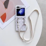 Etui i futerały do telefonów - unbrand Do etui Samsung Galaxy Z Flip 6, etui z regulowanym skośnym paskiem, stylowe małe kwieciste etui na telefon, składane etui fioletowy - miniaturka - grafika 1