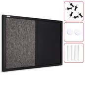 Tablice i flipcharty - Tablica COMBI suchościeralna magnetyczna filcowa 60x40 cm rama drewniana lakierowana czarna - miniaturka - grafika 1