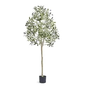 Sztuczne drzewka - VEVOR Sztuczne Drzewo 155 cm Sztuczna Roślina PE Wysokie Drzewo Oliwne Zielony z Doniczka 150 x 125 mm Dekoracja w stylu Sztucznej Rośliny do domu, biura, hotelu, centrów handlowych, wewnątrz na - miniaturka - grafika 1