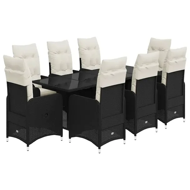 Zestaw bistro ogrodowy czarny z poduszkami, wymiary krzesła 54,5 x 58,5 x